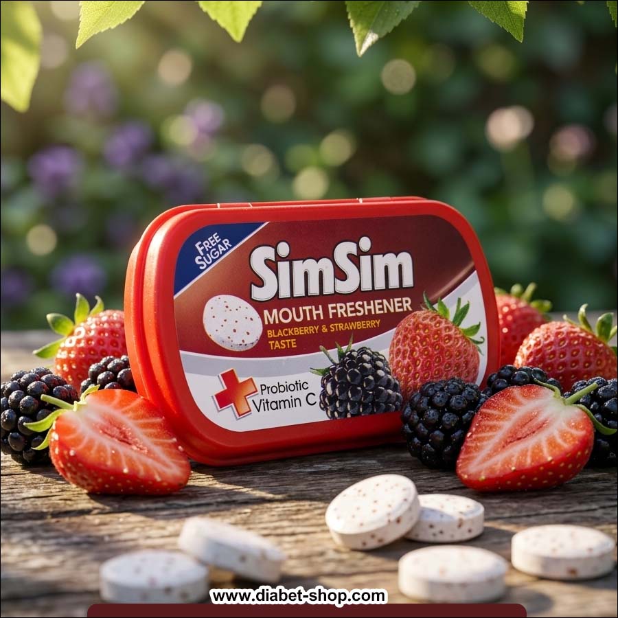 Sugar free mouth freshener tablets with strawberry and blackberry flavor Sim Sim