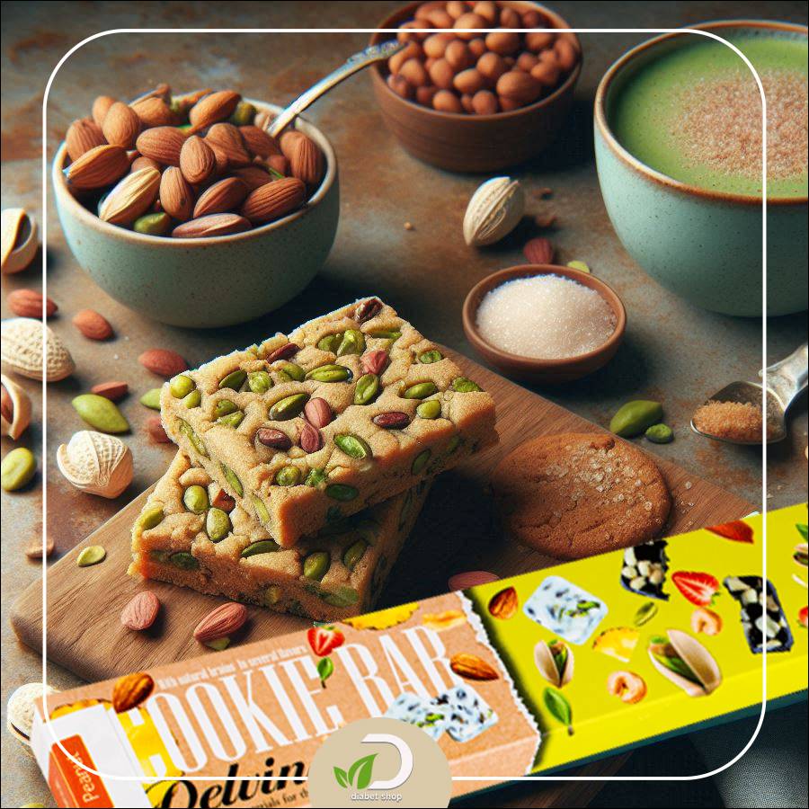 کوکی بار پسته ای وگان حاوی استویا دلوین
