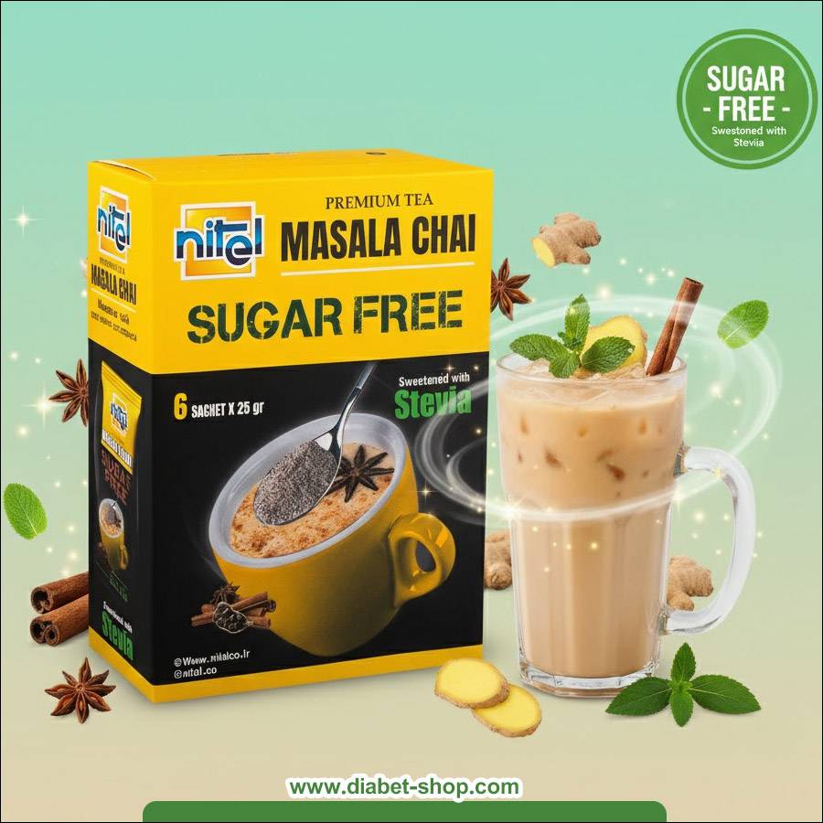 چای ماسالا بدون قند شیرین شده با استویا نیتل