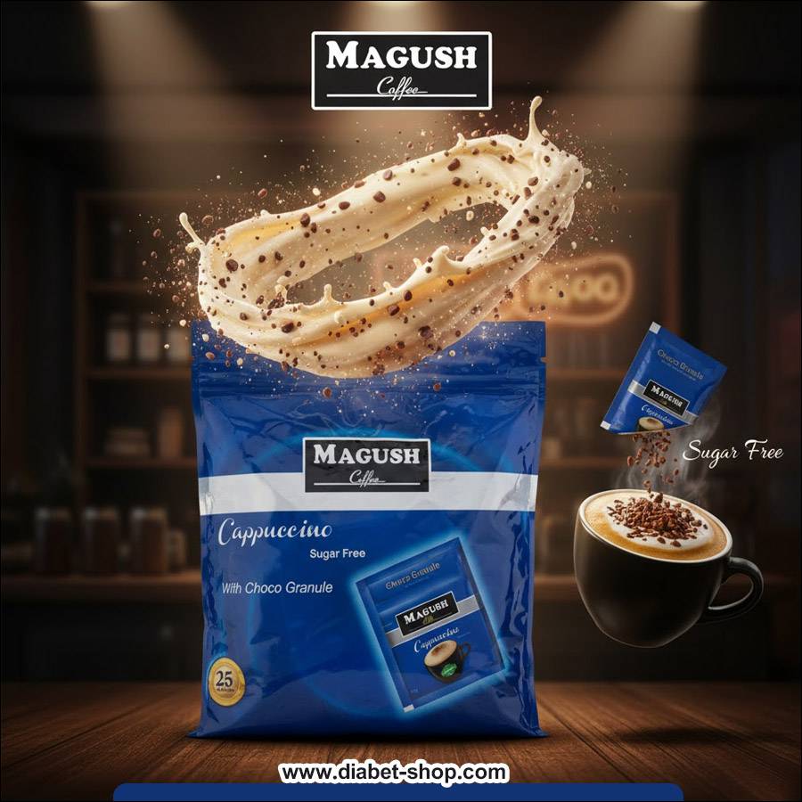 کاپوچینو بدون شکر با گرانول شکلات ماگوش