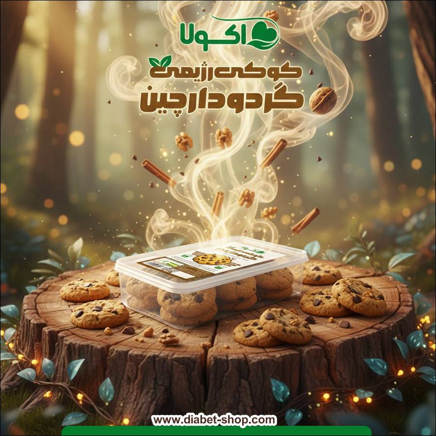 کوکی رژیمی بدون قند گردو دارچین اکولا