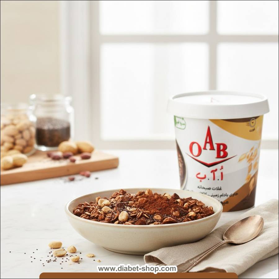 میوزلی جو دوسر حاوی بادام زمینی کاکائو و دانه چیا بدون گلوتن  OAB