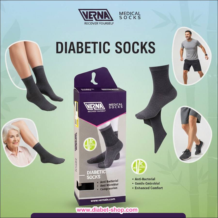 جوراب دیابت بامبو مردانه ورنا رنگ سرمه ای