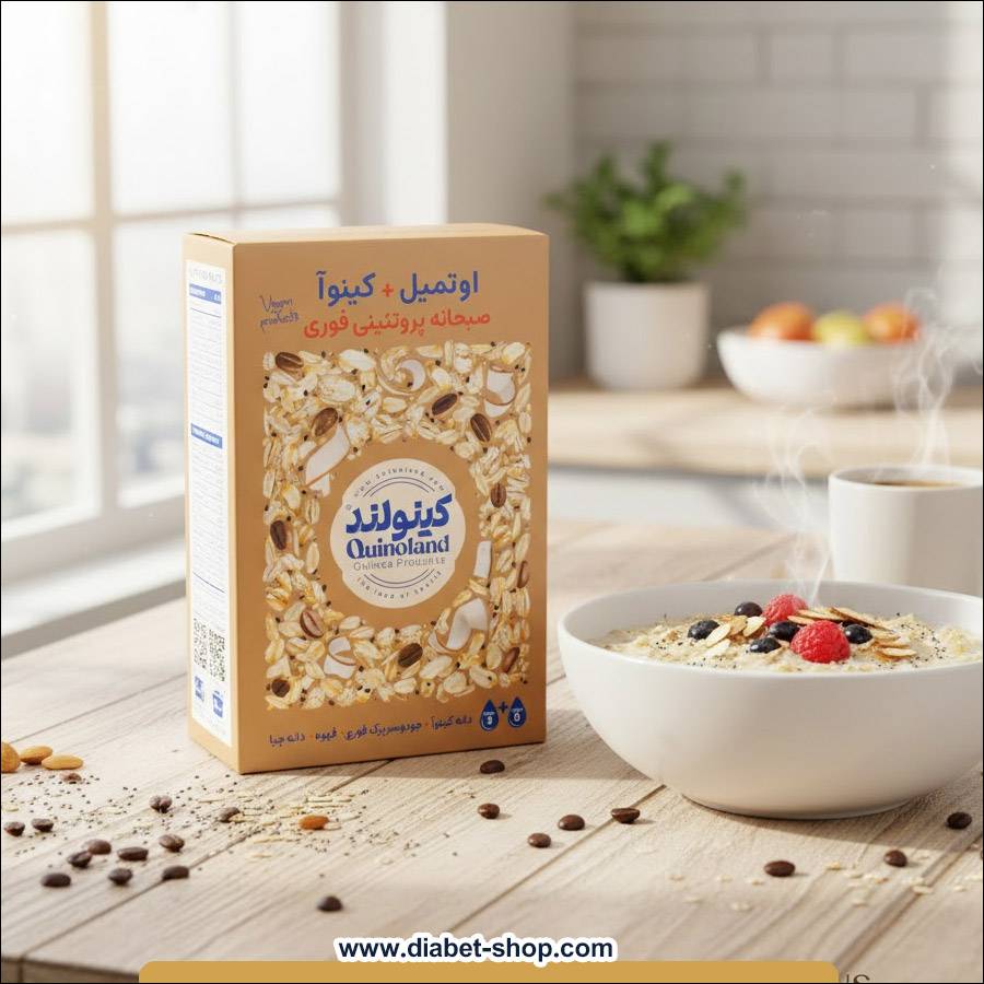 کینوا اوتمیل وگان با پودر قهوه و دانه چیا کینولند