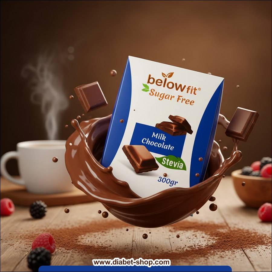 فرآورده کاکائویی شیری بدون شکر با استویا بیلوفیت