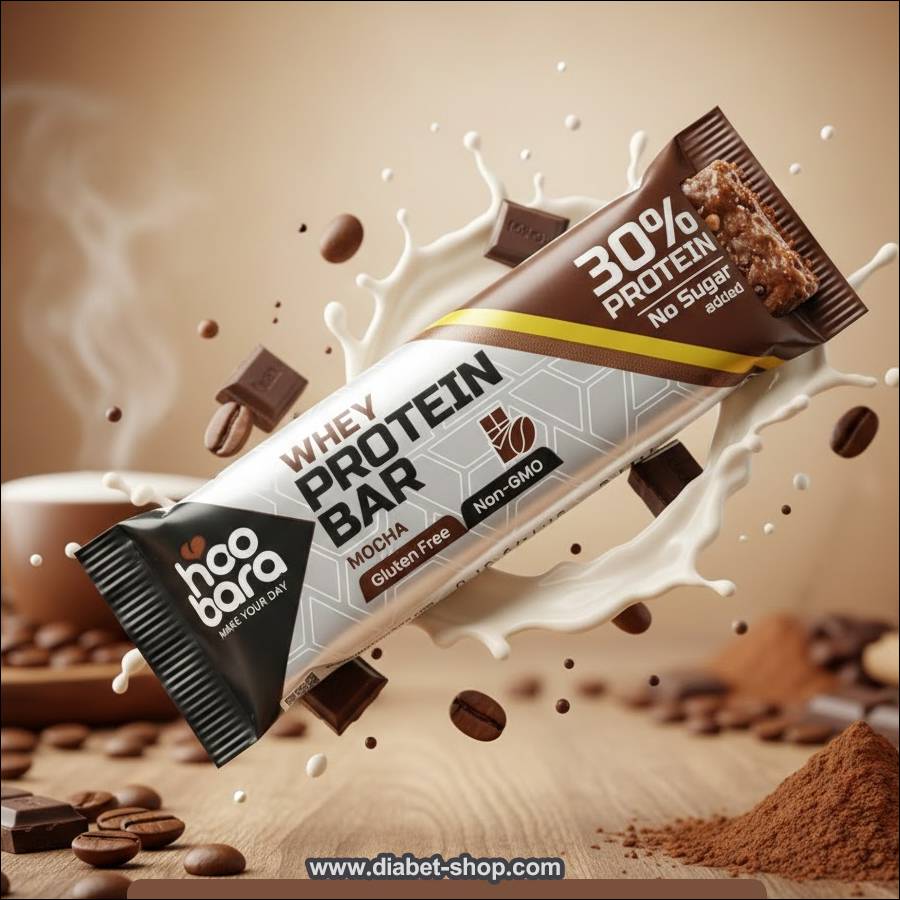 پروتئین بار بدون قند و گلوتن با پروتئین وی موکا هوبارا