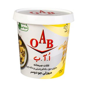 میوزلی جو دوسر حاوی موز بادام‌ زمینی و دانه چیا بدون گلوتن 55 گرمی OAB