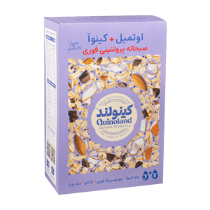 کینوا اوتمیل بدون قند با پودر کاکائو و دانه چیا کینولند 300 گرمی