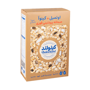 کینوا اوتمیل وگان با پودر قهوه و دانه چیا کینولند 300 گرمی