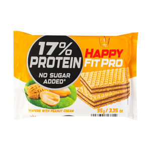 ویفر بادام زمینی پروتئینی بدون شکر 95 گرم هپی فیت پرو  Happy Fit Pro