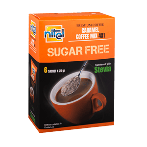کافی میکس 4 در 1 کاراملی بدون شکر شیرین شده با استویا نیتل بسته 6 ساشه ای