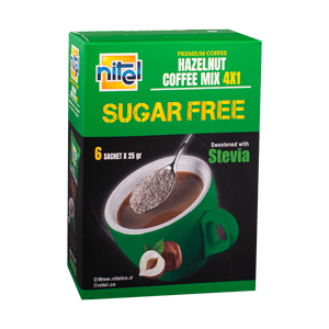 کافی میکس ۴ در ۱ فندقی بدون قند شیرین شده با استویا نیتل بسته 6 ساشه ای