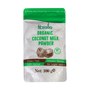 پودر شیر نارگیل رژیمی وگان ارگانیک بدون قند و گلوتن فیبرله 100 گرمی Fibrelle