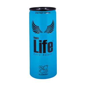 نوشابه انرژی زا بدون قند با طعم بلوبری هپی لایف 250 میلی لیتری