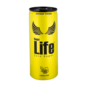 نوشابه انرژی زا رژیمی و بدون قند با طعم لیمو هپی لایف 250 میلی لیتری