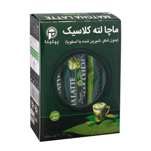 ماچا لته کلاسیک بدون شکر حاوی استویا پپتینا بسته 10 عددی
